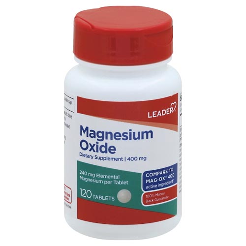 Image for Leader Magnesium Oxide, 400 mg, Tablets,120ea from WHITE CROSS PHARMACY
