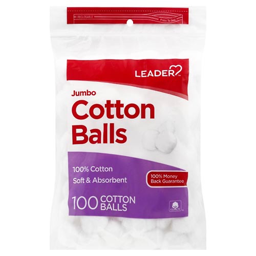 Image for Leader Cotton Balls, Soft & Absorbent, Jumbo,100ea from WHITE CROSS PHARMACY