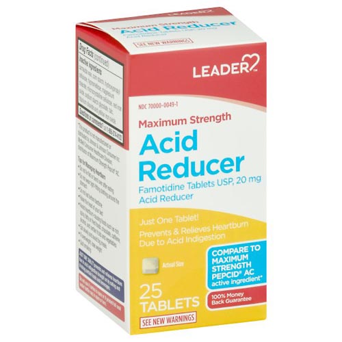 Image for Leader Acid Reducer, Maximum Strength, Tablets,25ea from WHITE CROSS PHARMACY