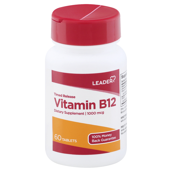 Image for Leader Vitamin B12, Timed Release, 1000 mcg, Tablets, 60ea from WHITE CROSS PHARMACY